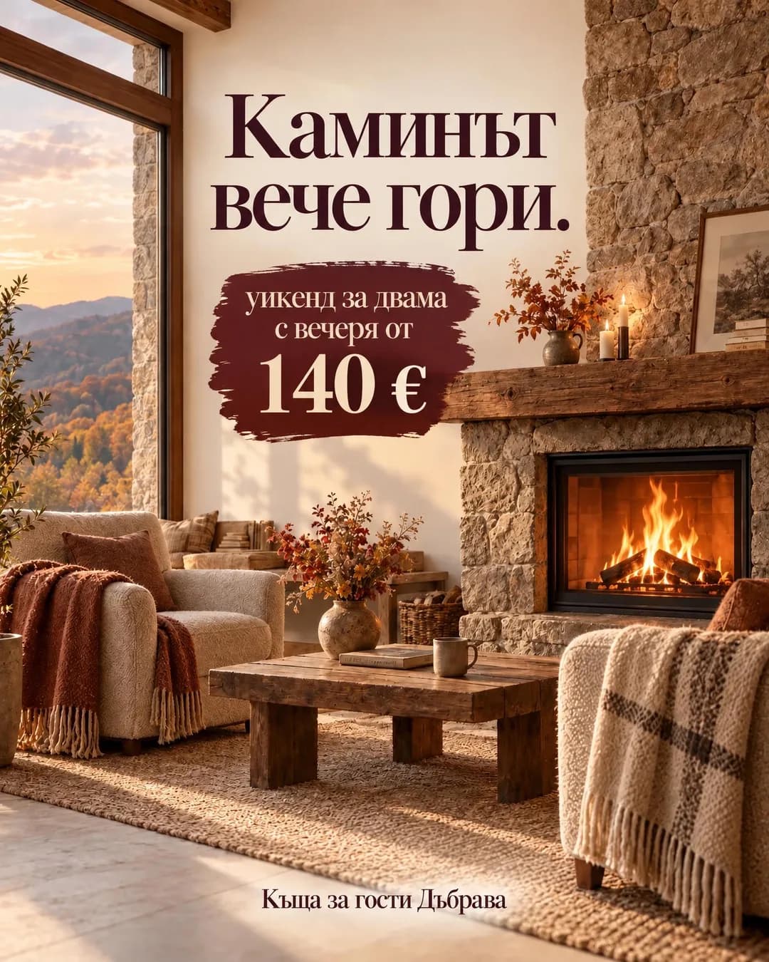 Същият пост с добавена оферта: уикенд за двама с вечеря от 140 €